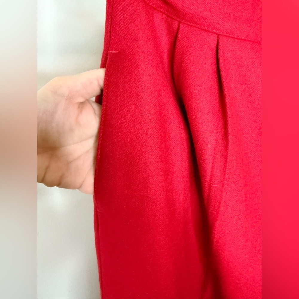 Vintage Red wool high waist classic preppy trousers pants fully lined side zip 6 - Picture 3 of 11